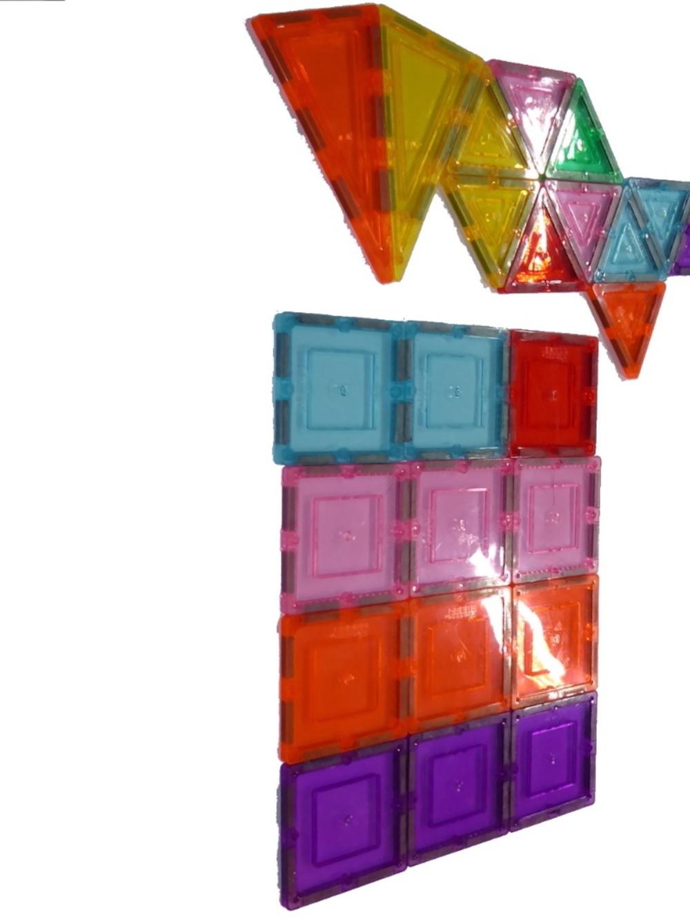 Lot 24 Piece Magna-Tiles Multicolor Shape Magnetic Building Set STEM Toy Vibrant